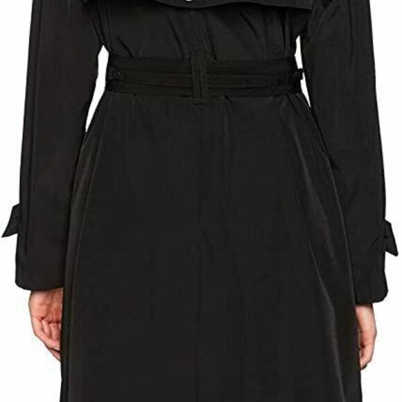 London Fog Cape Back Trench Coat 40R BLACK Double-Breasted Belted Preppy Classy - Picture 8 of 12